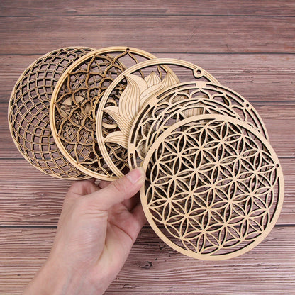 14cm Flower of Life Wooden Wall Sign - Laser Cut Wood Art, Home Decor, Coasters, Craft Making, Sacred Geometry Ornament