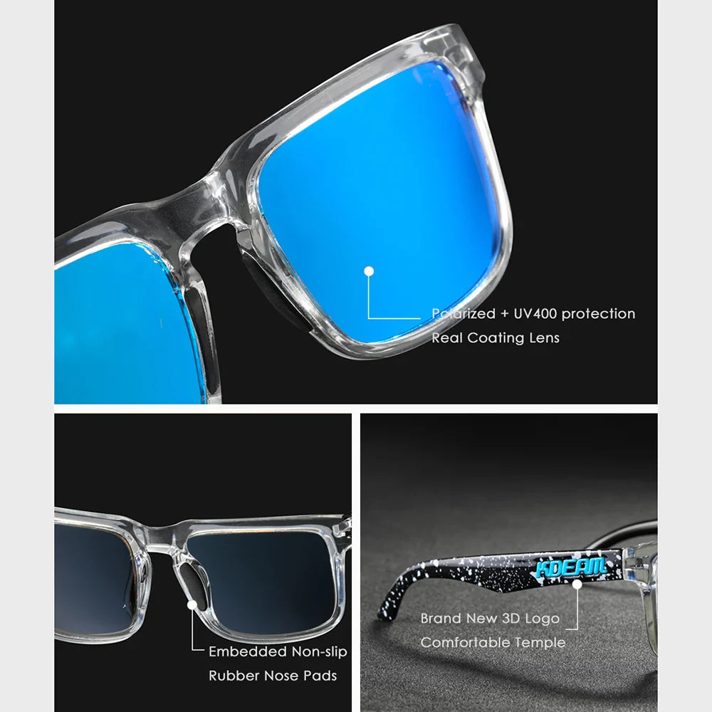 KDEAM Photochromic & Polarized Sunglasses - Category 3 Polarization, Unique Frame Surface Eyewear for Men & Women with Case
