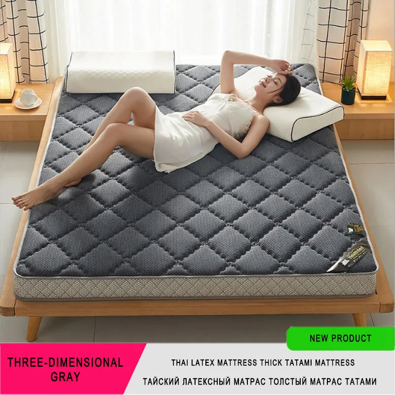 6/10cm Thai Natural Latex Floor Mattress – Foldable Tatami Mat with 95D Filling & Cotton Cover, Slow Rebound Comfort