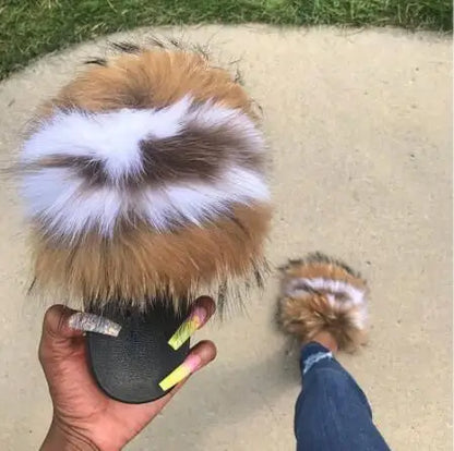 Girls’ Luxury Fluffy Fur Slippers – Warm Plush Indoor Flip Flop Slides for Women, New Arrival