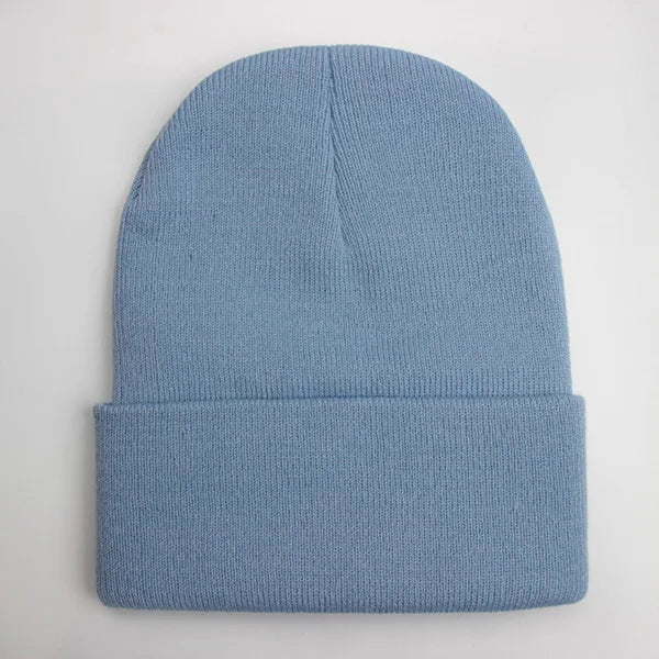 Solid Unisex Beanie – Soft Warm Wool Blend Knitted Cap for Men and Women, Autumn Winter Skullcap, Ski Hat, 24 Colors