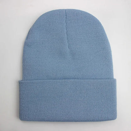 Solid Unisex Beanie – Soft Warm Wool Blend Knitted Cap for Men and Women, Autumn Winter Skullcap, Ski Hat, 24 Colors