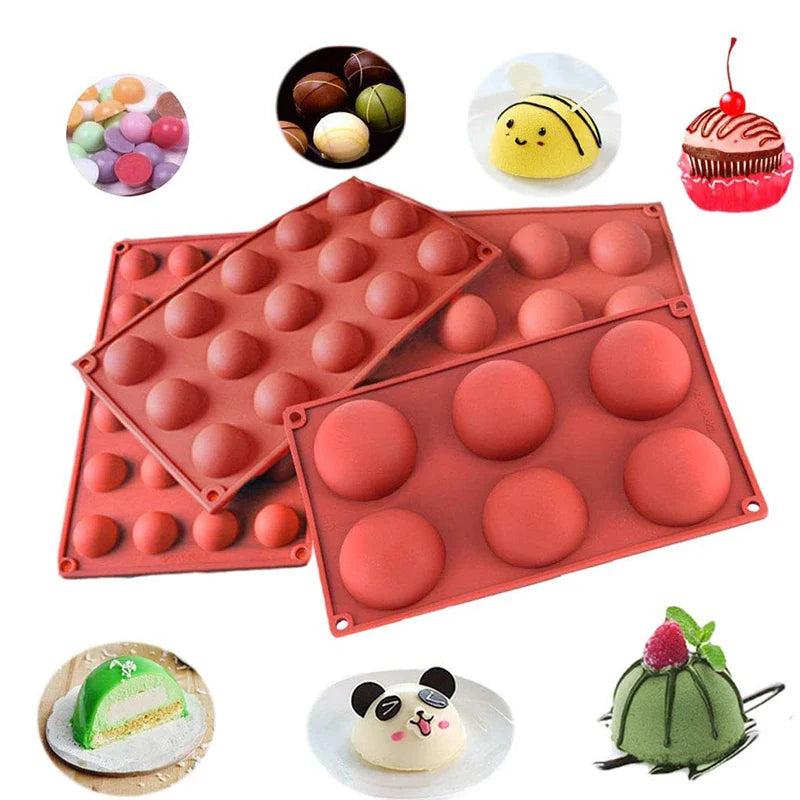 Semi-Sphere Silicone Mold — Half-Ball Chocolate, Candy, Mousse & Pastry Baking Tool for Fat Bombs