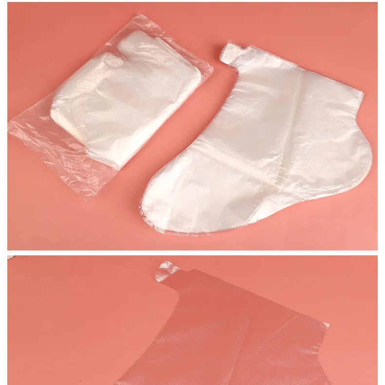 100PCS Transparent Disposable Foot Bags for Detox, Pedicure, & Foot Care - Prevent Infection & Chapped Skin, Bath Wipes