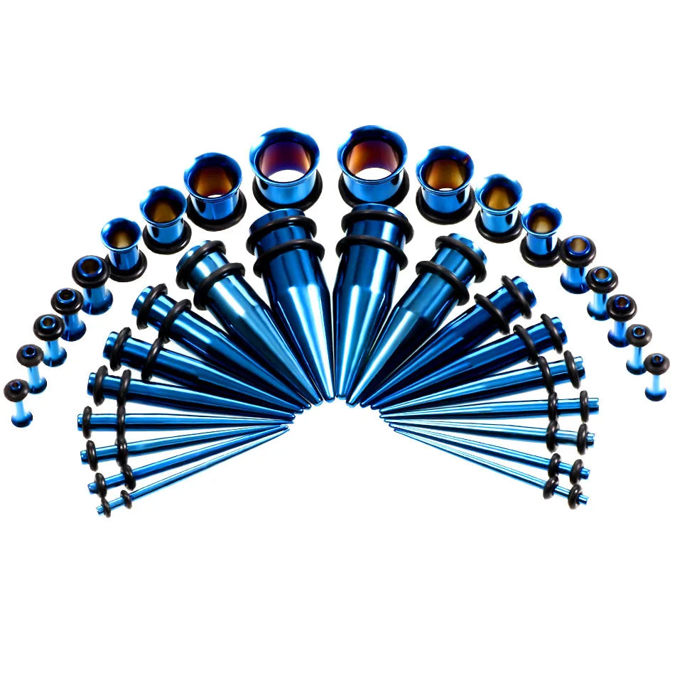 36Pcs/Lot Ear Gauges Stretching Kit - Stainless Steel Tapers, Plugs, Eyelets - 14G-00G Expander Set for Body Piercings