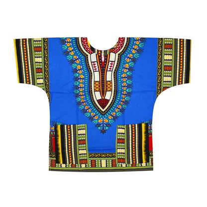 African Dashiki Cotton T-Shirt - Traditional Printed Unisex Fashion Top with Vibrant Ethnic Style Design