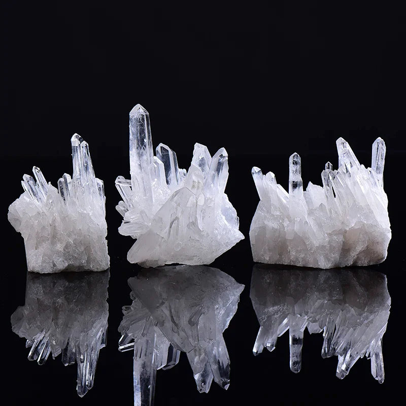 Natural White Quartz Crystal Cluster — Healing Reiki Stone Point Specimen for Health & Home Decoration Raw Crystals