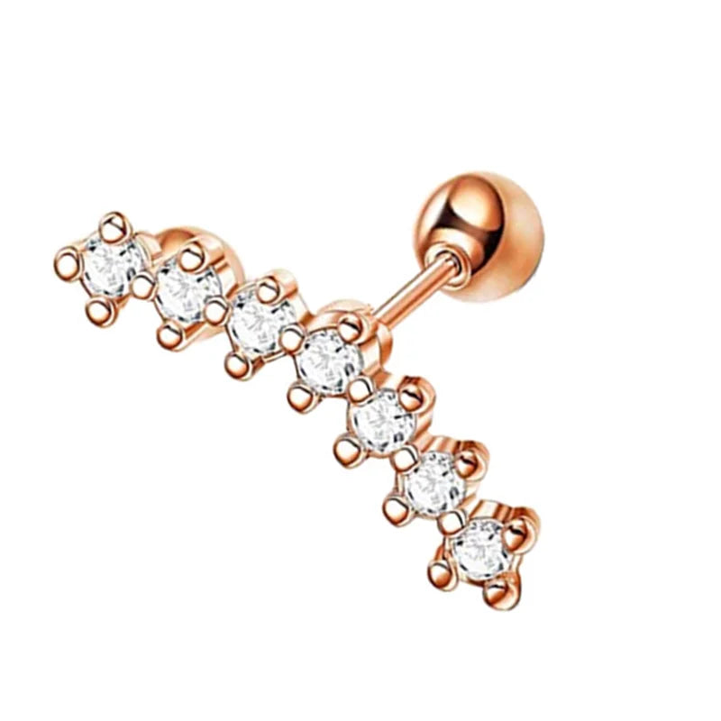 Crystal Flower Tragus Piercing Earring – 16G Cross Cartilage, Helix, Conch, Rook, Lobe & Labret Stud Jewelry