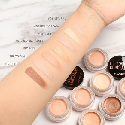 FOCALLURE Full Coverage Concealer Cream – Waterproof, Long-Lasting, Oil-Control & Lightweight Moisturizing Foundation Makeup
