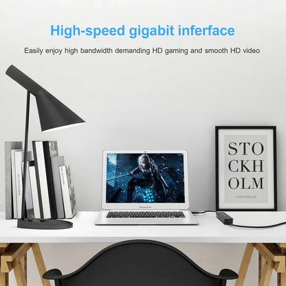10/100/1000Mbps USB 3.0 Type-C to RJ45 LAN Ethernet Adapter — RTL8153 Network Card for PC, MacBook, Windows Laptop