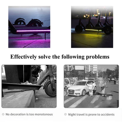 RGB LED Strip Light Bar for Electric Scooters - Flashlight Model, Fits Xiaomi M365 Pro 1S and Ninebot Skateboards- Long Light Flash Model