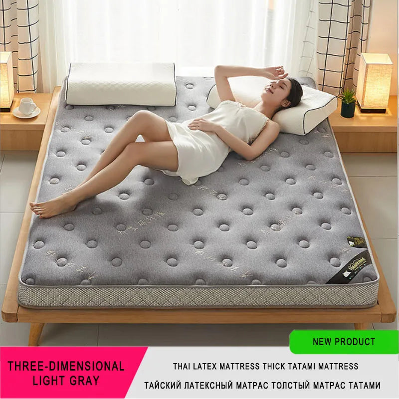6/10cm Thai Natural Latex Floor Mattress – Foldable Tatami Mat with 95D Filling & Cotton Cover, Slow Rebound Comfort