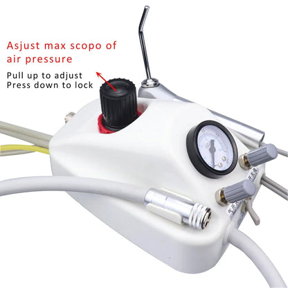 Portable Dental Turbine Unit – Works with Air Compressor, 3-Way Syringe, 2/4 Holes, Teeth Whitening Dentistry Equipment