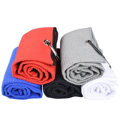 40x60cm Golf Towel with Hook: Microfiber Fabric in 5 Colors - Essential Golf Accessories for Enthusiasts, Duty Clip Carabiner Included