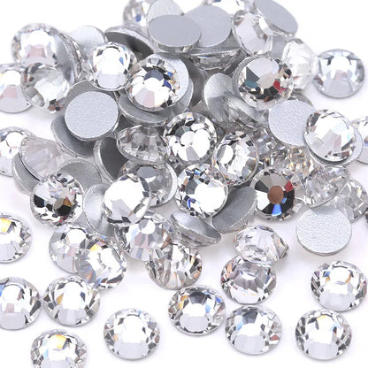 SS3-SS50 Clear Crystal White 3D Nail Art Rhinestones – Silver Flatback Glitter Gems for Nail Decoration