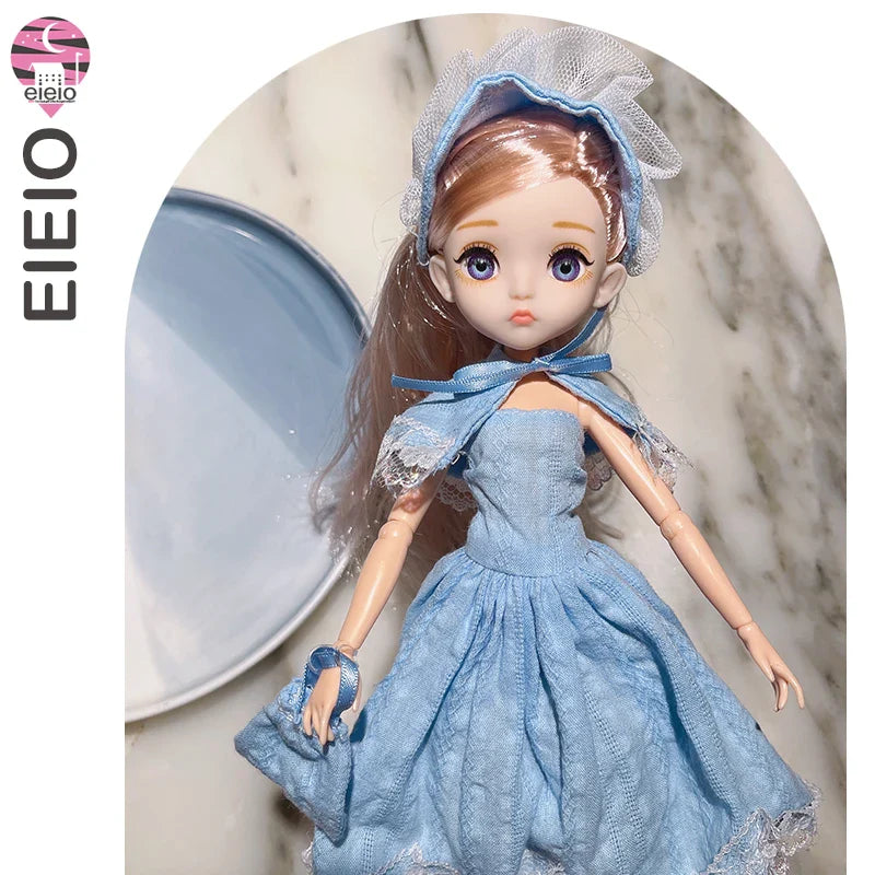 Slim 26cm BJD Doll for Girls – 13 Movable Joints with Princess Outfit, Blue Eyes & Eyelash Accessories