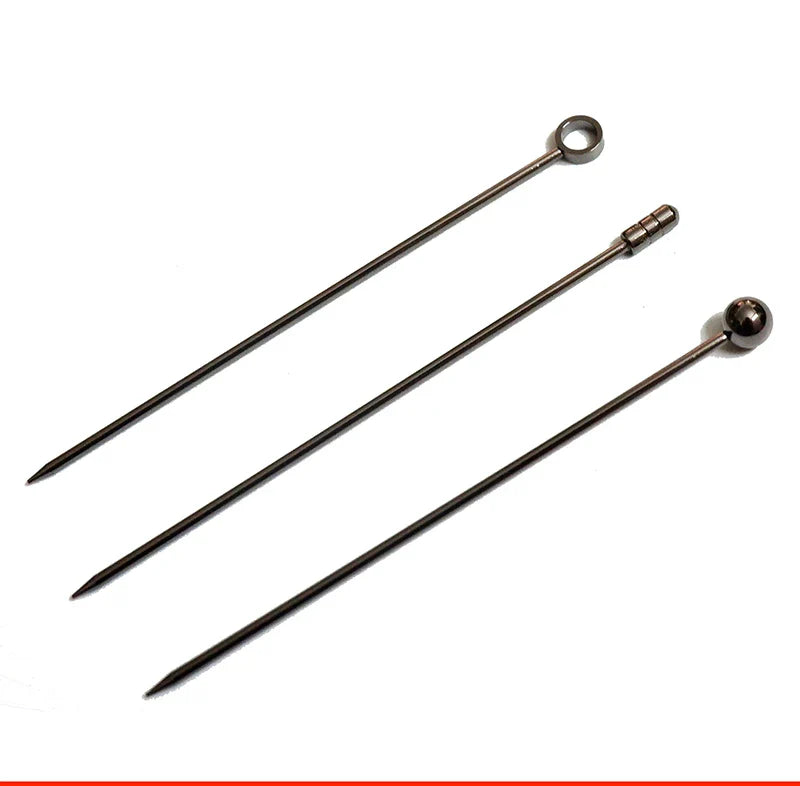 10PCS Stainless Steel Cocktail Picks - Fruit Sticks & Drink Stirring Sticks in Circle, Ball, and Hat Shapes