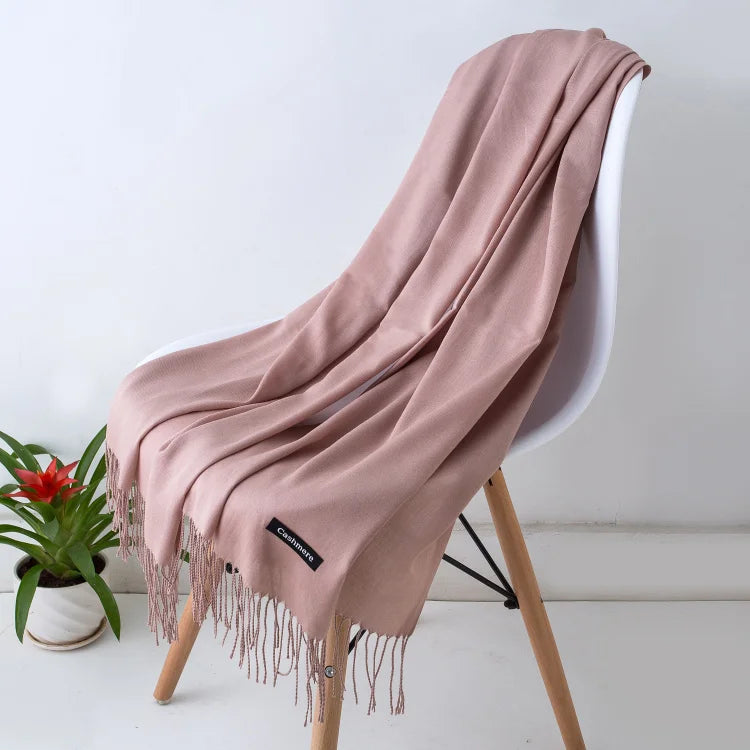 Desgine Solid Cashmere Scarf – Warm Autumn Winter Shawl Wrap with Tassels, Unisex Pashmina for Women and Men 2024