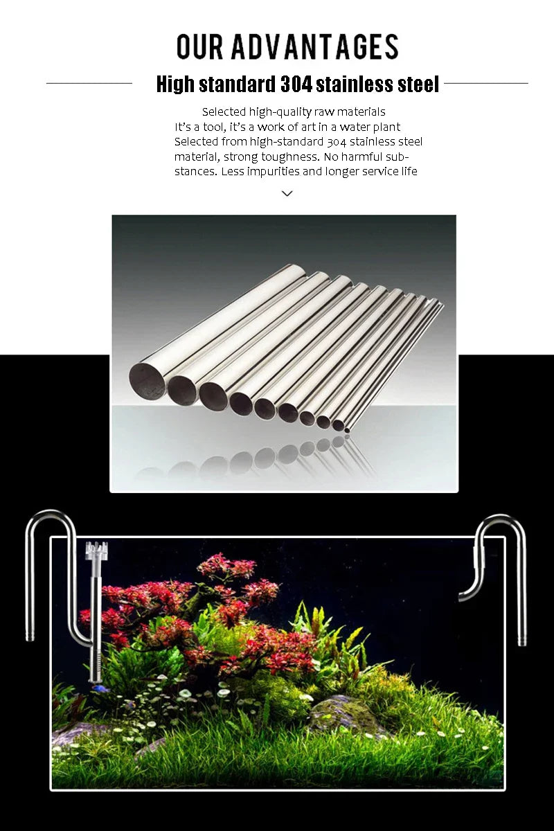 ZRDR Aquarium Filter Accessories – Stainless Steel External Inlet/Outlet Tube & Oil Film Remover for Fish Tanks