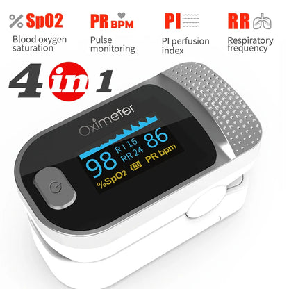 KIUZOU Finger Pulse Oximeter – SPO2, PR, PI, RR Blood Oxygen Saturation & Heart Rate Monitor, OLED Display