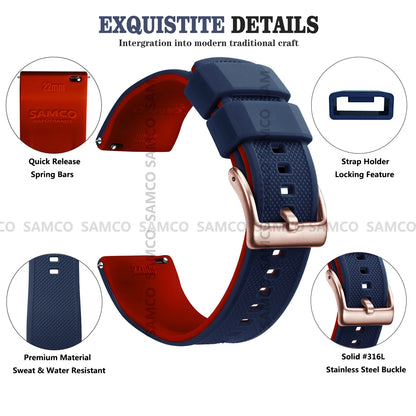 Premium Silicone Watch Band – Quick Release Rubber Strap, 18mm 20mm 22mm Replacement Watchband