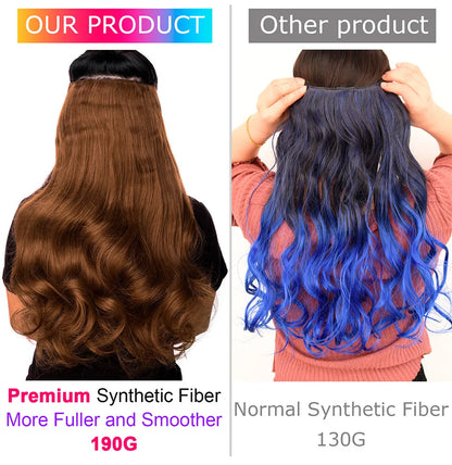 DinDong 32" Clip-In Hair Extensions — 210G Synthetic Wavy, Heat Resistant, 613# Blonde & 19 Colors