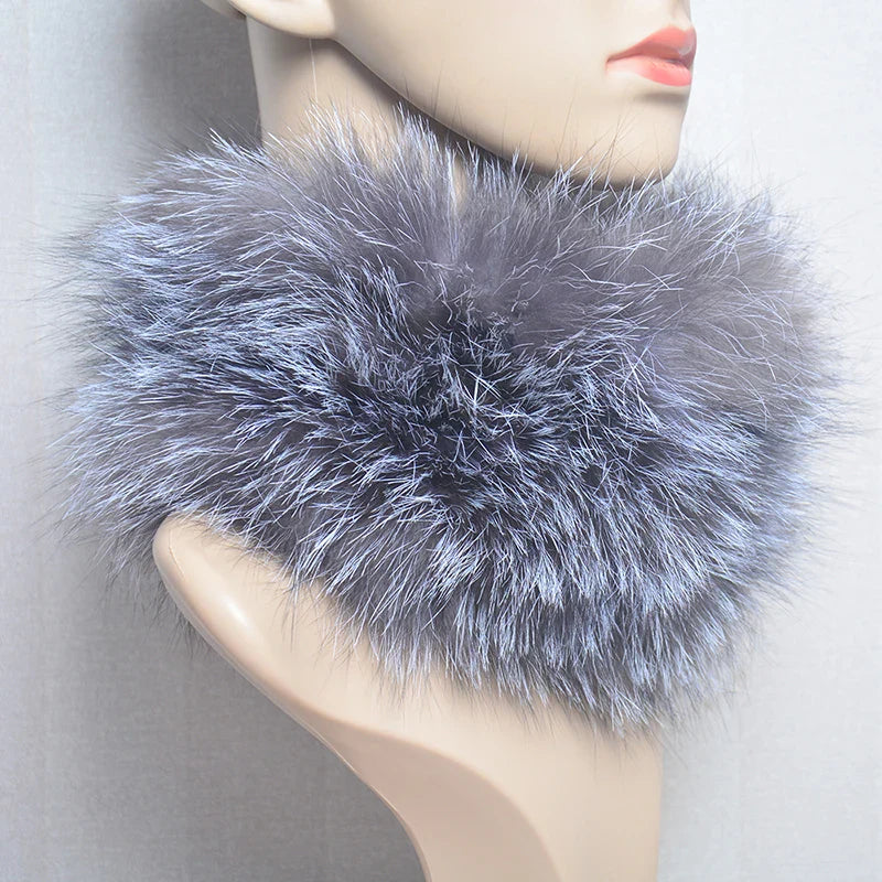 2025 Real Fox Fur Scarf and Headband – Luxury Winter Neck Warmer for Women, 100% Natural Fur, Elastic Ring Muffler