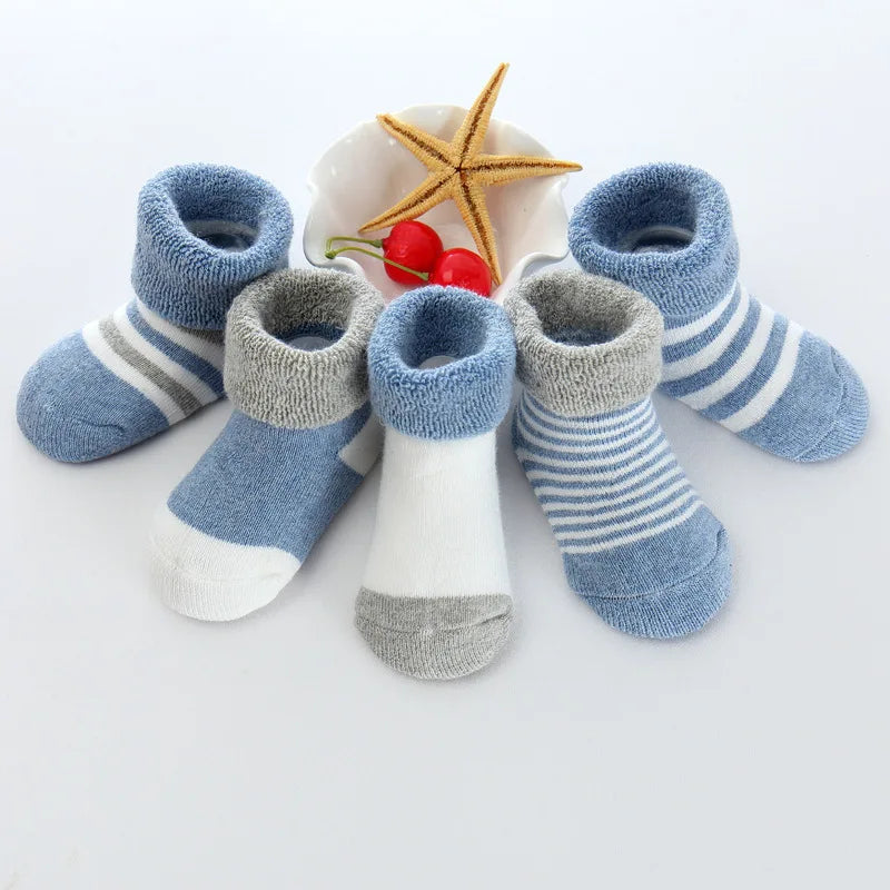 Kiddiezoom 5 Pairs Non-Skid Baby Socks – Unisex Cotton Shoes for 0-12 Months Baby Boys & Girls