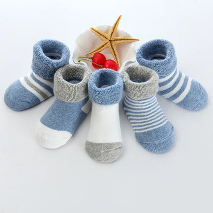 Kiddiezoom 5 Pairs Non-Skid Baby Socks – Unisex Cotton Shoes for 0-12 Months Baby Boys & Girls