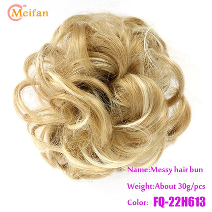 MEIFAN Synthetic Chignon Hair Bun – Elastic Rubber Band Clip-In Updo Ponytail Hair Extension for Women