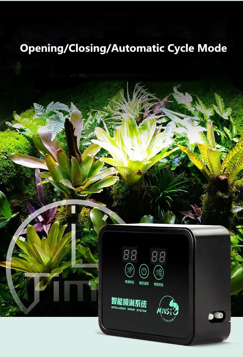 Intelligent Spray System for Reptiles – Mist Rainforest Tank Kit with Electronic Timer, Fogger & Humidifier for Terrariums