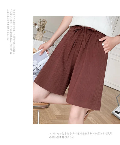 2024 Women’s High Waist Cotton Summer Shorts with Pockets – Casual Loose Fit Soft Cool Shorts for Girls