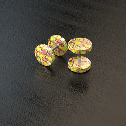 Stainless Steel Stud Earrings & Ear Plugs — Faux Punk Barbell Tunnels, Fake Piercing Gauges for Men & Women Body Jewelry