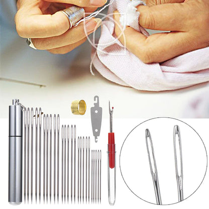 29PCS Large Eye Sewing Needle Set – Stainless Steel Hand Needles Kit for Cross Stitch, Embroidery & DIY Craft Sewing Tools