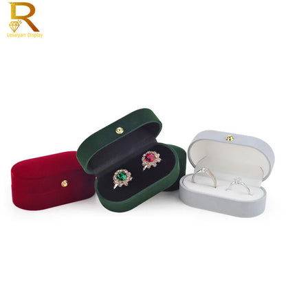 Velvet Jewelry Ring Box — Double Ring Organizer Trinket Box for Wedding & Gift
