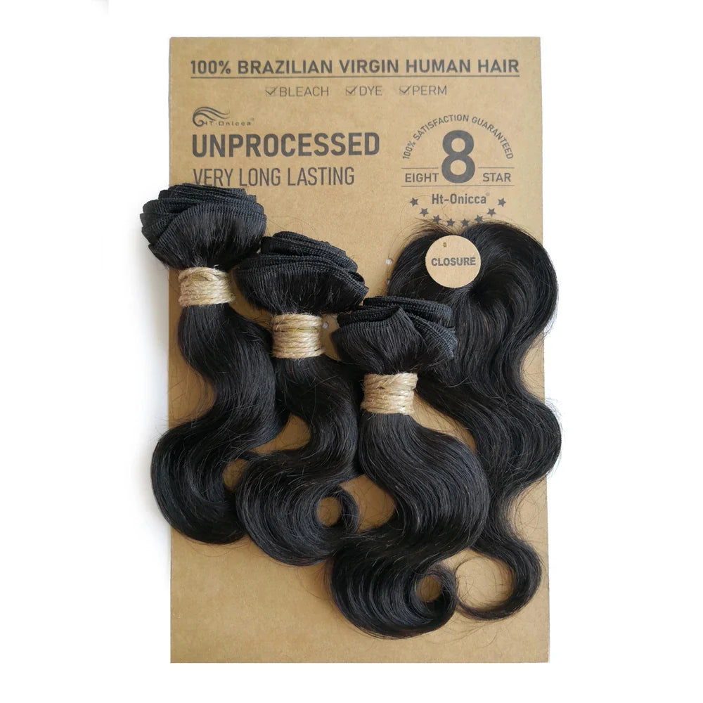 Kinky Curly Human Hair Bundles with Closure – Short Indian Hair Bundles with Circular Closure