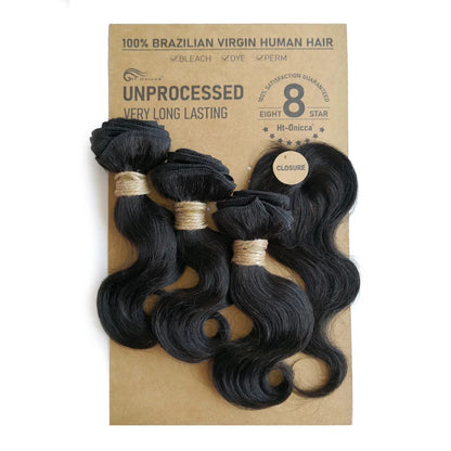 Kinky Curly Human Hair Bundles with Closure – Short Indian Hair Bundles with Circular Closure