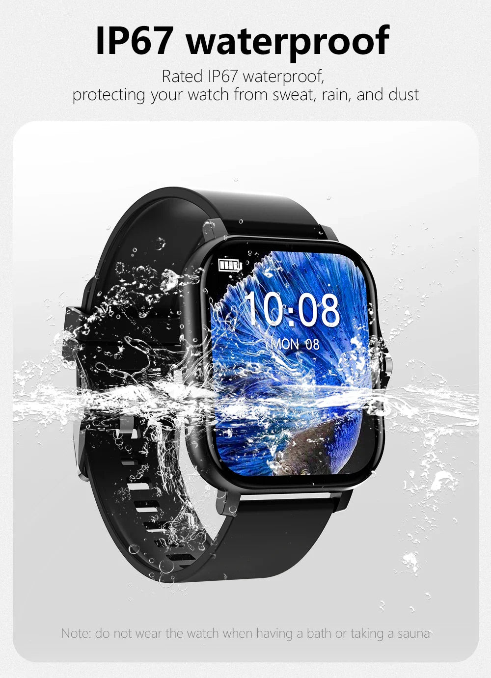 Smartwatch with Full Touch Screen — Call, Message Reminder, Music Control & Multi-Function Fitness Tracker, Compatible with iPhone & Android