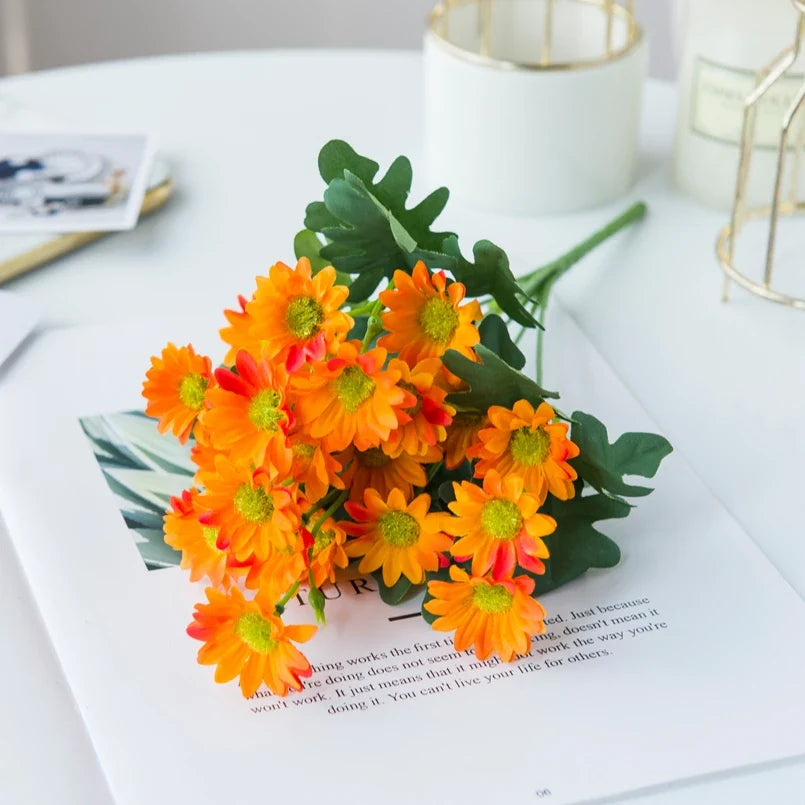 21-Head Artificial Daisy Bouquet - Silk Autumn Flowers for Home, Wedding & Party Decor