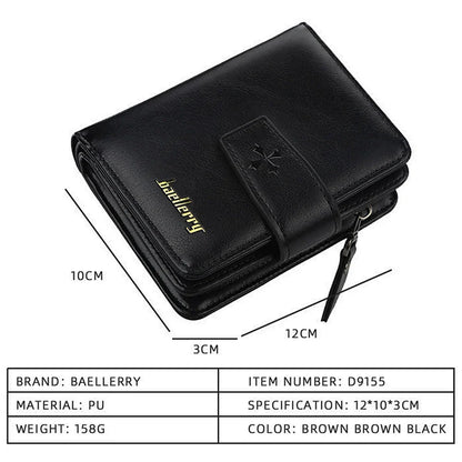 New Business Men’s Wallet — High-Quality PU Leather Zipper Card & Coin Holder, Vintage Male Purse