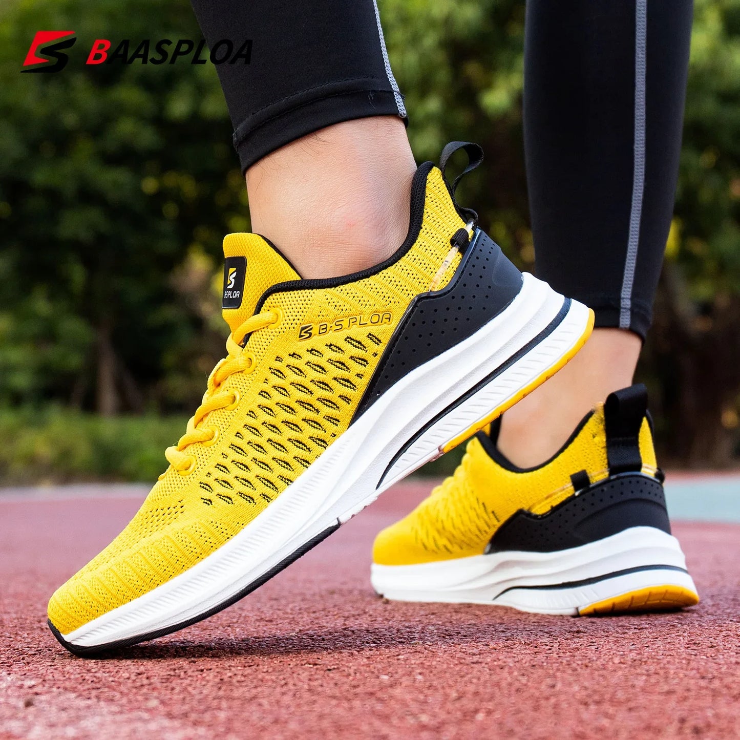 Baasploa Men’s Sport Shoes – Breathable Mesh Running & Casual Sneakers, Non-Slip Comfortable Outdoor Walking Shoes