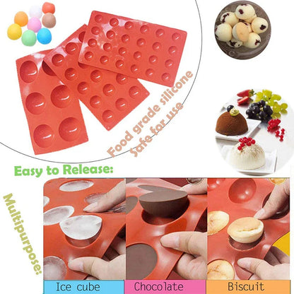 Semi-Sphere Silicone Mold — Half-Ball Chocolate, Candy, Mousse & Pastry Baking Tool for Fat Bombs
