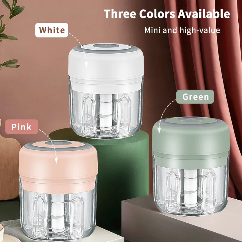 HiPiCok Electric Meat Grinder & Garlic Crusher | Mini Food Chopper & Vegetable Masher Machine - USB Kitchen Gadget