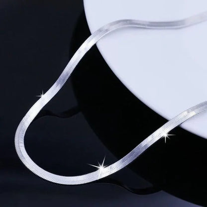 925 Sterling Silver 4MM Blade Chain Necklace – Luxury Jewelry for Men & Women, Wedding & Holiday Gift