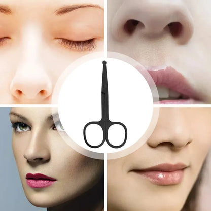 Mini Stainless Steel Round-Head Nose Hair Scissors — Portable Ergonomic Nose Trimmer & Cutter