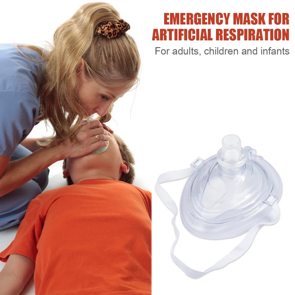 Professional CPR Breathing Mask with One-Way Valve — Reusable First Aid Rescue Tool