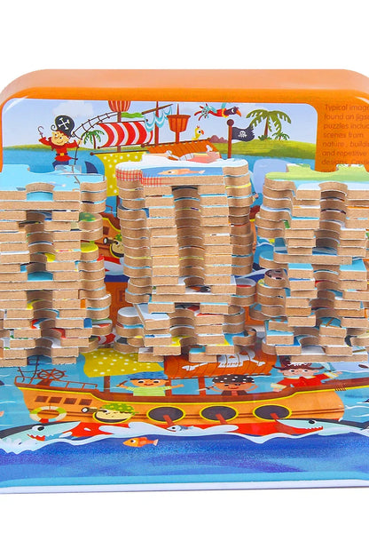 60PCS Wooden Puzzle Toys – Cartoon Vehicle & Animal Jigsaw for Kids’ Learning & Educational Play