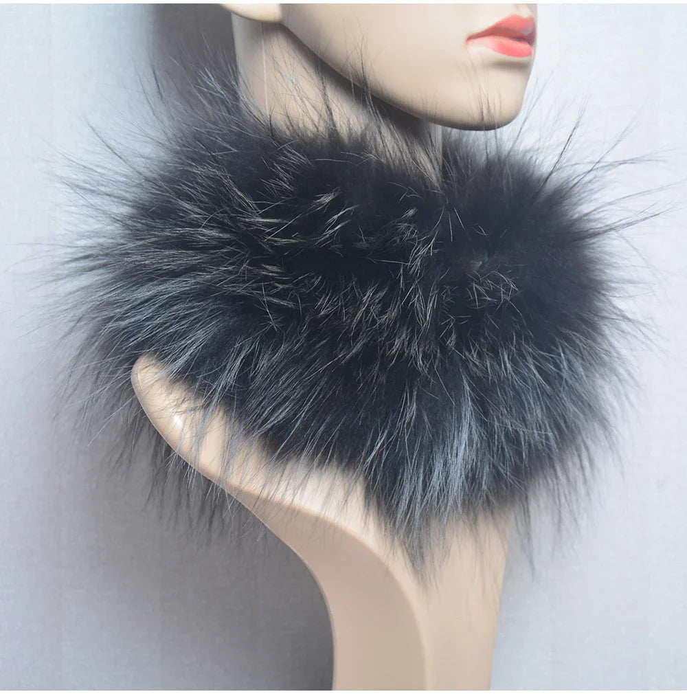 2025 Real Fox Fur Scarf and Headband – Luxury Winter Neck Warmer for Women, 100% Natural Fur, Elastic Ring Muffler