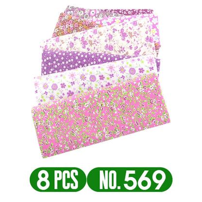 Teramila 7/8 Pcs Patchwork Quilt Fabrics Set - 30x30cm/25x25cm Cotton Sewing Cloth for Needlework and Handmade Projects