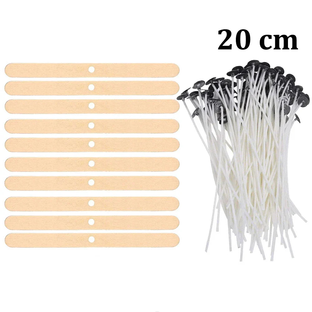 Smokeless Candle Wicks – Pre-Waxed Cotton Core with Metal Sustainer Tabs, 2.6-20cm for DIY Handmade Candle Making